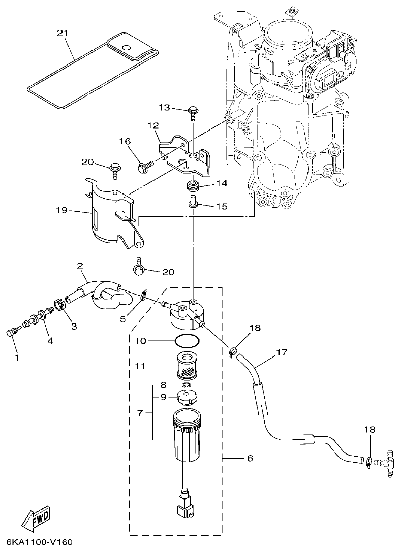 Yamaha F300FST, FL300FST, F300FST2, FL300FST2 FUEL 1 parts diagram